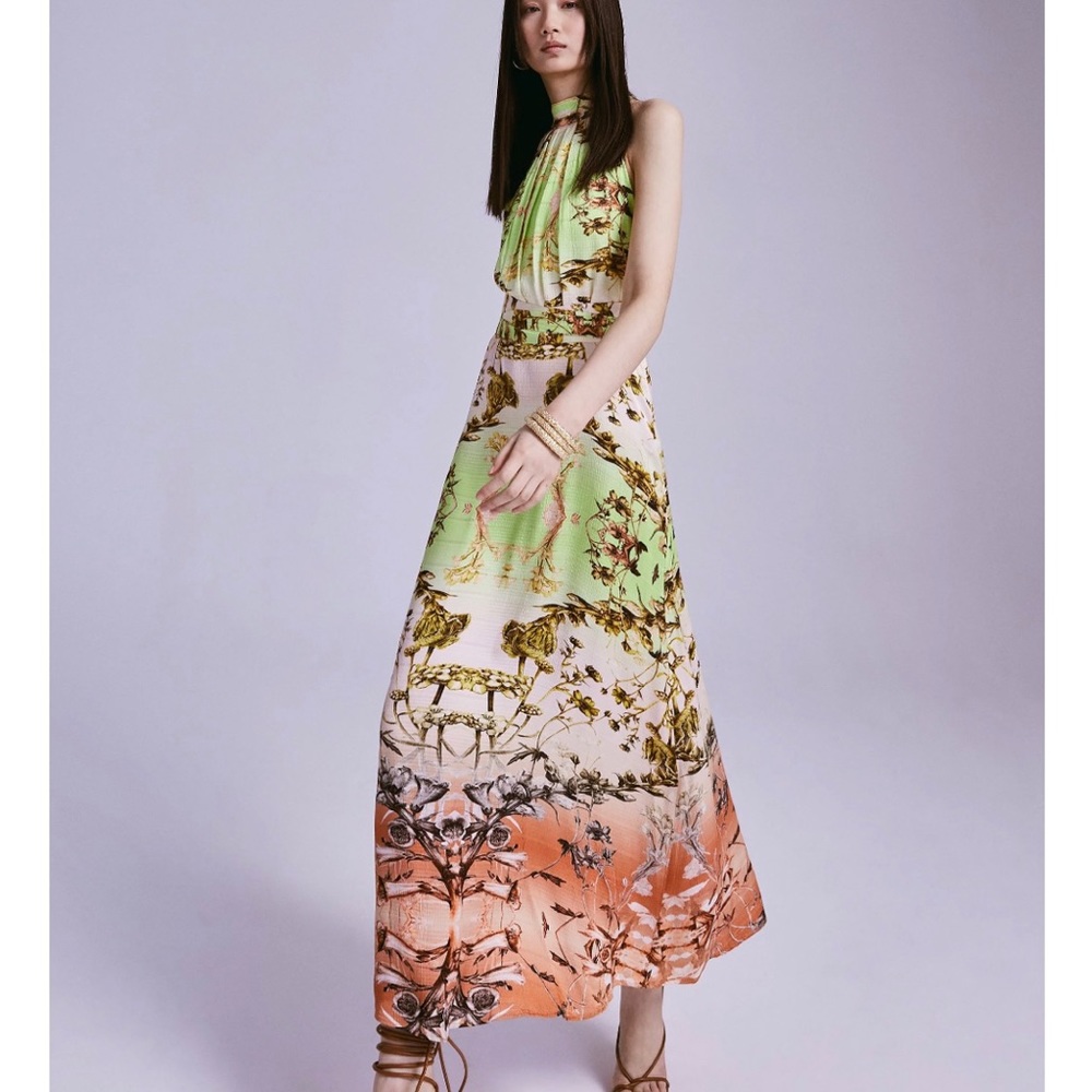 Midi floral halter neck dress